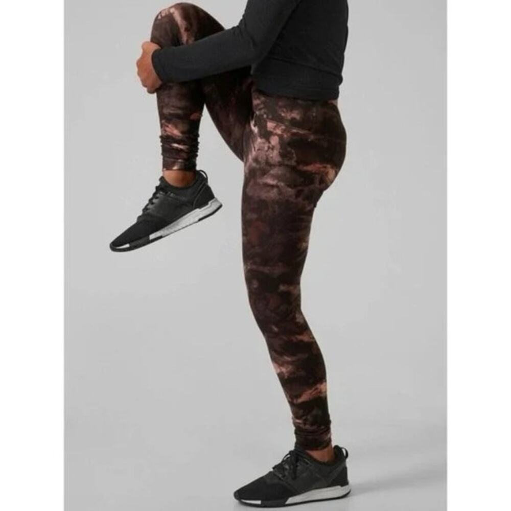 Athleta Girl High Rise Printed Chit Chat Tight Brown Tie Dye Leggings Size Large